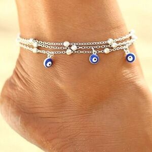 Layered Nazar Anklet (Evil Eye)